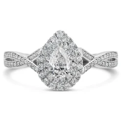 Northern Star 0.70ct Pear Diamond Twisted Shoulders 18ct White Gold Ring
