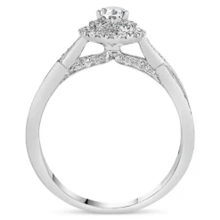 Northern Star 0.70ct Pear Diamond Twisted Shoulders 18ct White Gold Ring