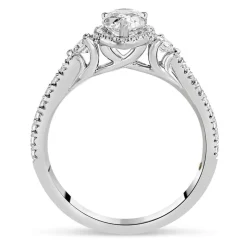 Northern Star 0.85ct Pear Halo Diamond Shoulders 18ct White Gold Ring