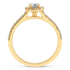 Northern Star 0.45ct Round Solitaire Diamond Halo Diamond Shoulders 18ct Yellow Gold