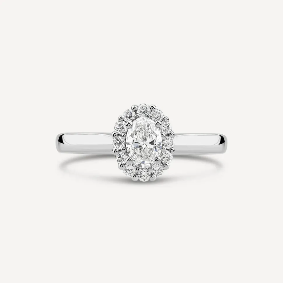 Northern Star 18ct White Gold 0.60ct Diamond Halo Cluster Ring