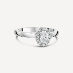 Northern Star 18ct White Gold 0.60ct Diamond Halo Cluster Ring