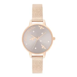 Olivia Burton Pearly Queen Rose Gold-Toned Mesh Bracelet Ladies' Watch