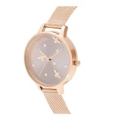 Olivia Burton Pearly Queen Rose Gold-Toned Mesh Bracelet Ladies' Watch