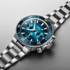 Oris Aquis Chronograph 43.5mm Blue Dial Stainless Steel Bracelet Watch