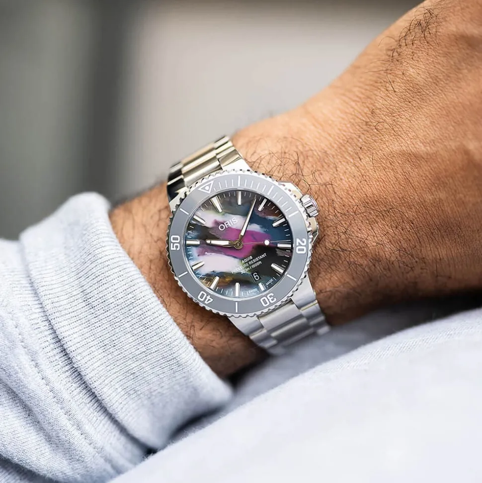 Oris Aquis Date Upcycle 41.5mm Multi Colour Dial Stainless Steel Bracelet Watch