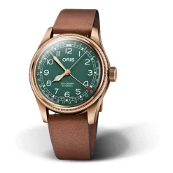 Oris BC Pointer Aviation 40mm Green Dial Leather Strap Watch