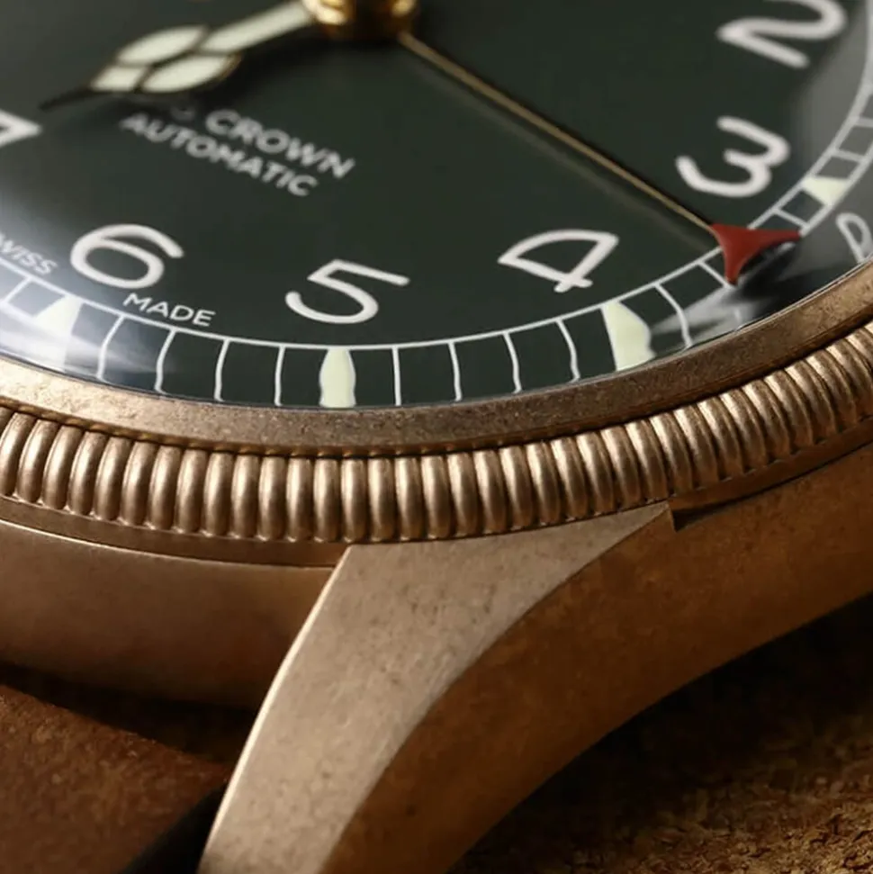 Oris BC Pointer Aviation 40mm Green Dial Leather Strap Watch