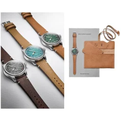 Oris Big Crown 38mm Green Dial Steel Case Tan Strap Watch