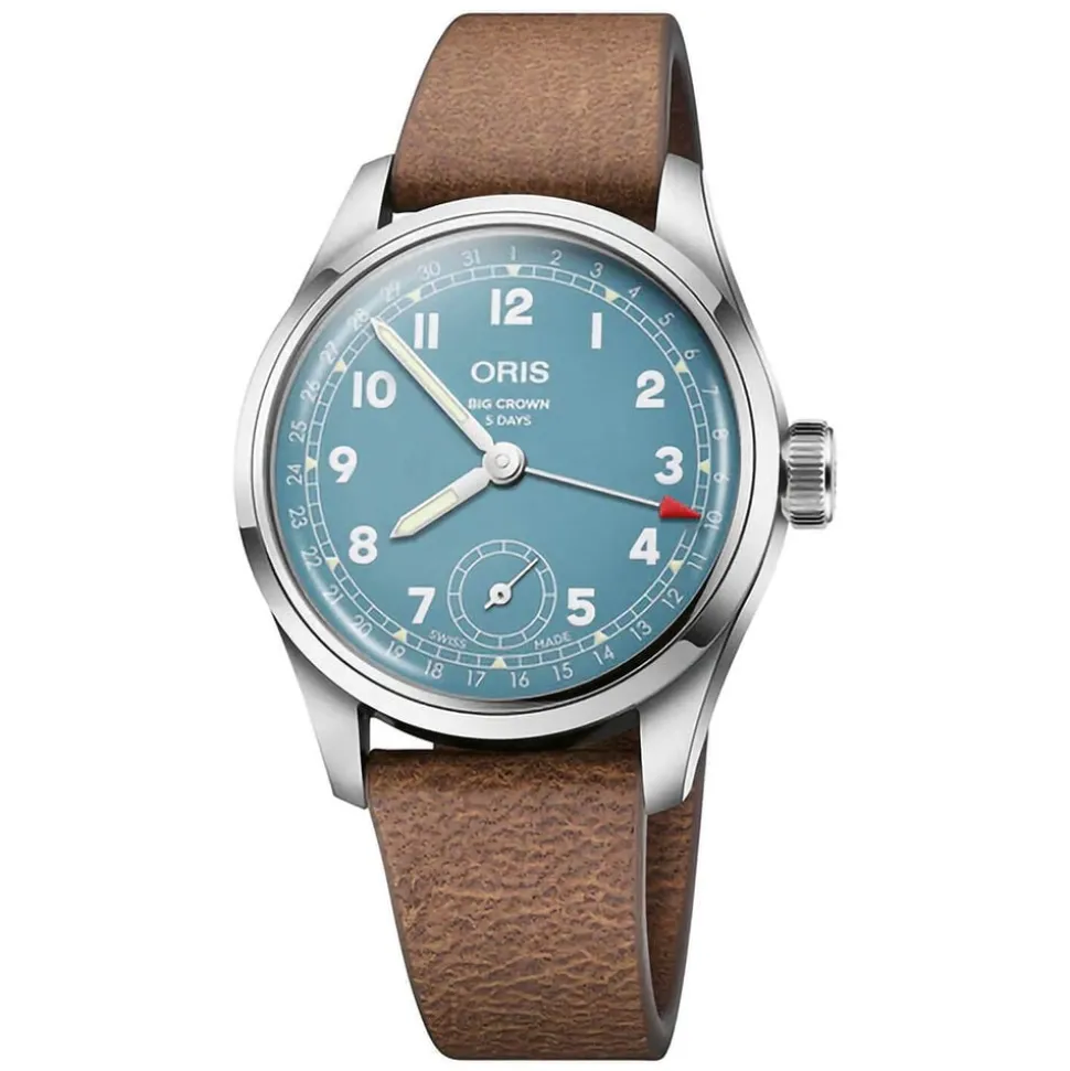 ORIS Big Crown Pointer 38mm Blue Dial Brown Strap Watch