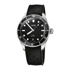 Oris Divers Date 39mm Black Dial Stainless Steel Bracelet & Black Rubber Strap Watch