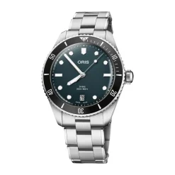 Oris Divers Date 39mm Blue Dial Stainless Steel Bracelet & Black Rubber Strap Watch
