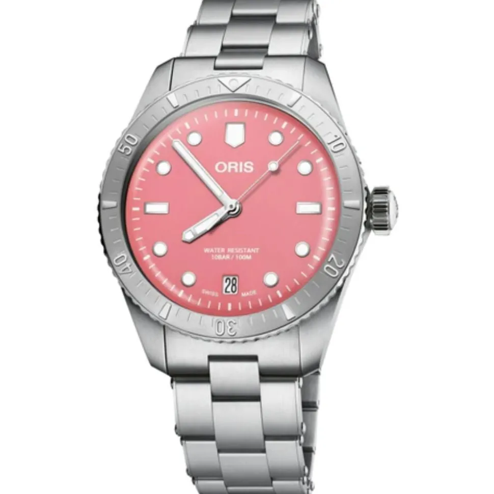 Oris Divers Sixty-Five ‘Cotton Candy’ 38mm Pink Dial Steel Bracelet Watch