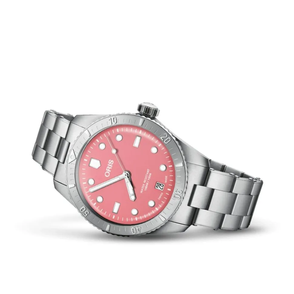 Oris Divers Sixty-Five ‘Cotton Candy’ 38mm Pink Dial Steel Bracelet Watch