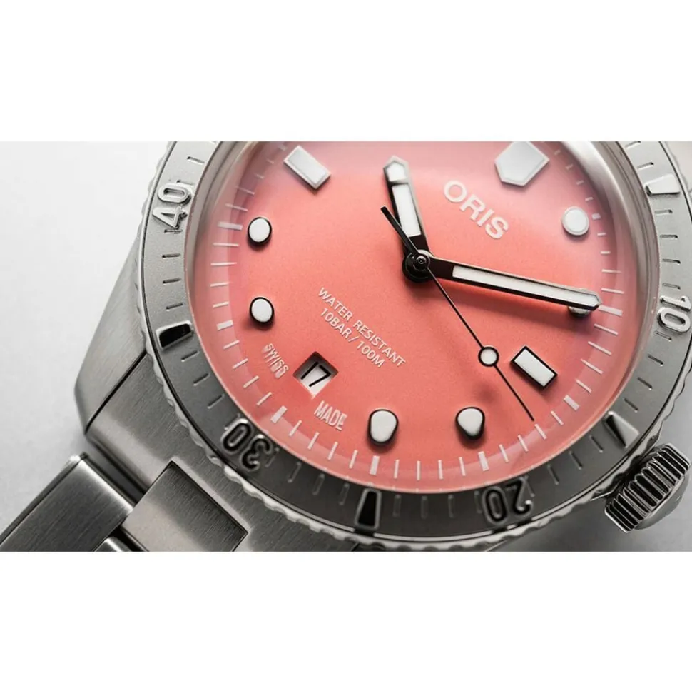 Oris Divers Sixty-Five ‘Cotton Candy’ 38mm Pink Dial Steel Bracelet Watch