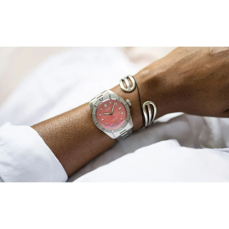 Oris Divers Sixty-Five ‘Cotton Candy’ 38mm Pink Dial Steel Bracelet Watch