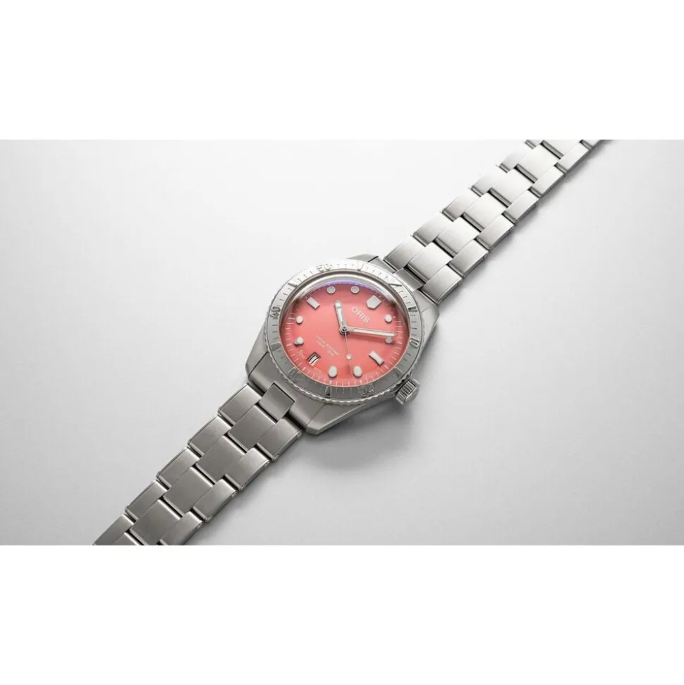 Oris Divers Sixty-Five ‘Cotton Candy’ 38mm Pink Dial Steel Bracelet Watch