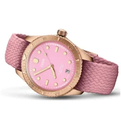 Oris Divers Sixty-Five 38mm Pink Dial Perlon Strap Watch