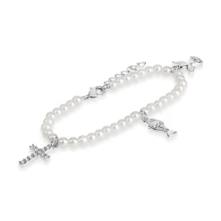 Pearl & Crystal Communion Charm Bracelet