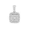 Platinum 0.50 Carat Square Cluster Halo Pendant
