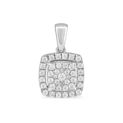Platinum 0.50 Carat Square Cluster Halo Pendant