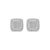 Platinum 0.50 Carat Square Cluster Halo Stud Earrings