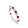 Platinum 9 Stones Ruby & 0.38ct Diamond Band Ring