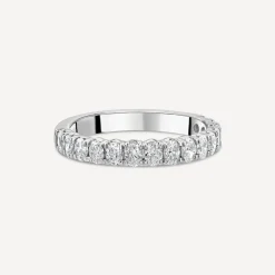 Platinum 0.90ct 3/4 Oval Diamond Anniversary Band Ring