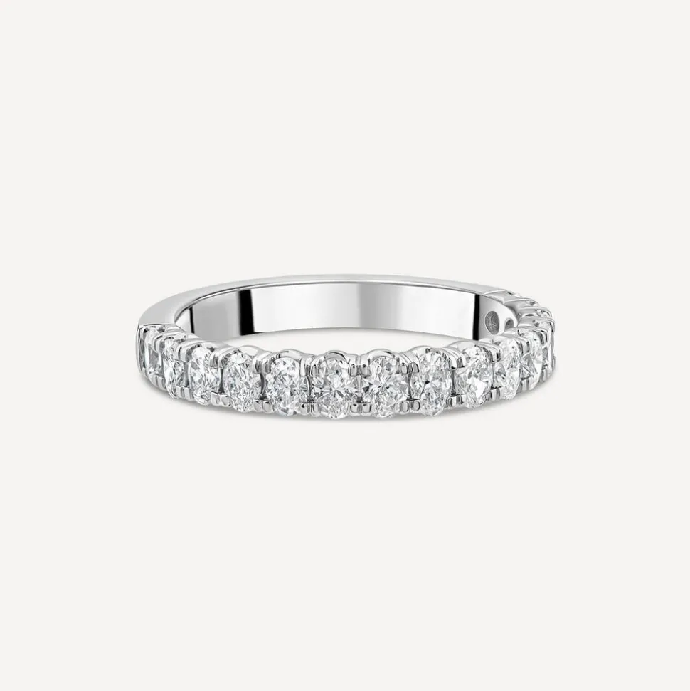 Platinum 0.90ct 3/4 Oval Diamond Anniversary Band Ring