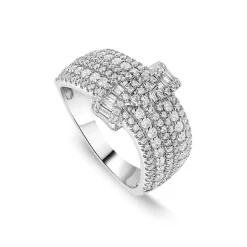 Platinum 1.00ct Diamond Baguette Twisted Centre Cocktail Band Ring