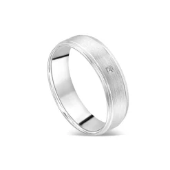 Platinum 0.05ct Diamond Princess Cut Polished Men's Wedding Ring