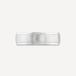 Platinum 0.05ct Diamond Princess Cut Polished Men's Wedding Ring