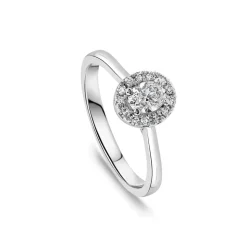 Platinum 0.40ct Oval Halo Classic Diamond Engagement Ring