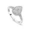 Platinum 0.37ct Pear Diamond Cluster Open Diamond Shoulders Ring