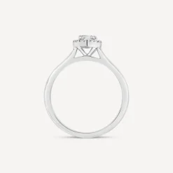 Platinum 0.40ct Pear Diamond Halo Classic Engagement Ring