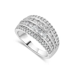 Platinum Four Row Chain Set 1.0 Carat Diamond Band Ring