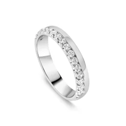 Platinum 3.5mm 0.30ct Diamond Offset Wedding Ring