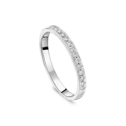 Platinum 2mm 0.15ct Diamond Pave Set Wedding Ring