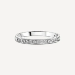 Platinum 2mm 0.15ct Diamond Pave Set Wedding Ring