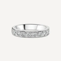 Platinum 3.5mm 0.67ct Diamond Pave Set Wedding Ring