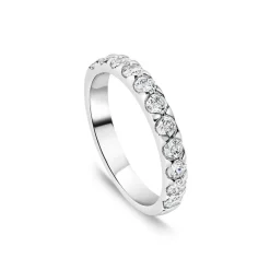 Platinum 3mm 0.70ct Diamond Triangle Claw Wedding Ring