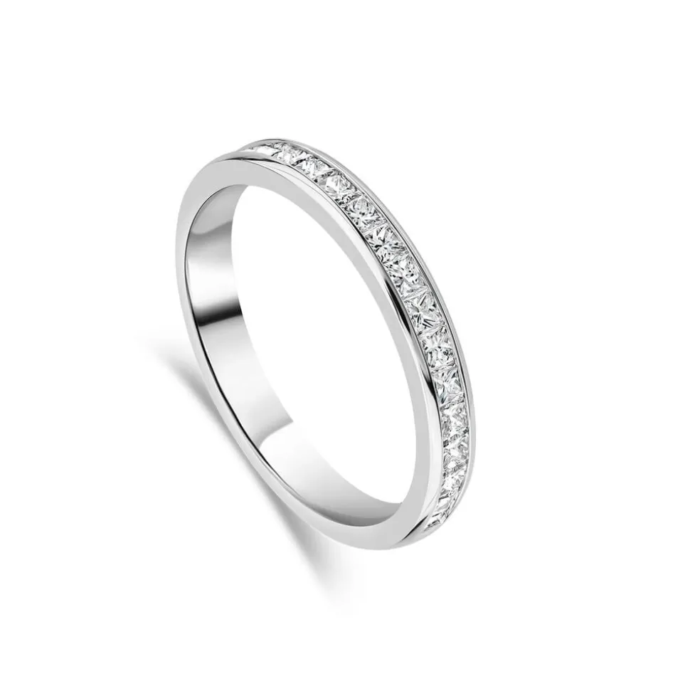 Platinum 2.5mm 0.45ct Princess Cut Diamond Channel Set Wedding Ring