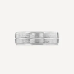 Platinum 6mm Groove Matte Polished Men's Wedding Ring