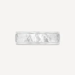 Platinum 6mm Hammered Effect Men's Wedding Ring