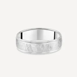 Platinum 6mm Hammered Effect Men's Wedding Ring