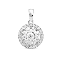 Platinum Round Cluster 0.50ct Diamond Halo Pendant