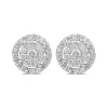 Platinum Round Cluster 0.50ct Diamond Halo Stud Earrings