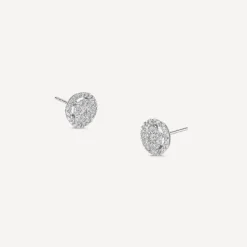 Platinum Round Cluster 0.50ct Diamond Halo Stud Earrings