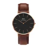 Pre-Owned Daniel Wellington Classic St Mawes 40mm Black Dial Brown Leather Strap Watch