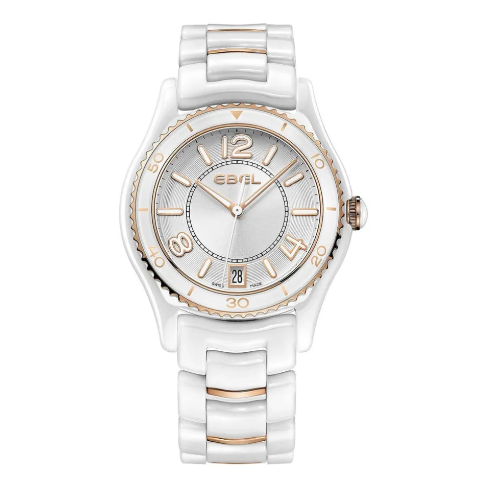 Pre-Owned Ebel X-1 34mm White Dial 18ct Yellow Gold Ceramic Bracelet Watch